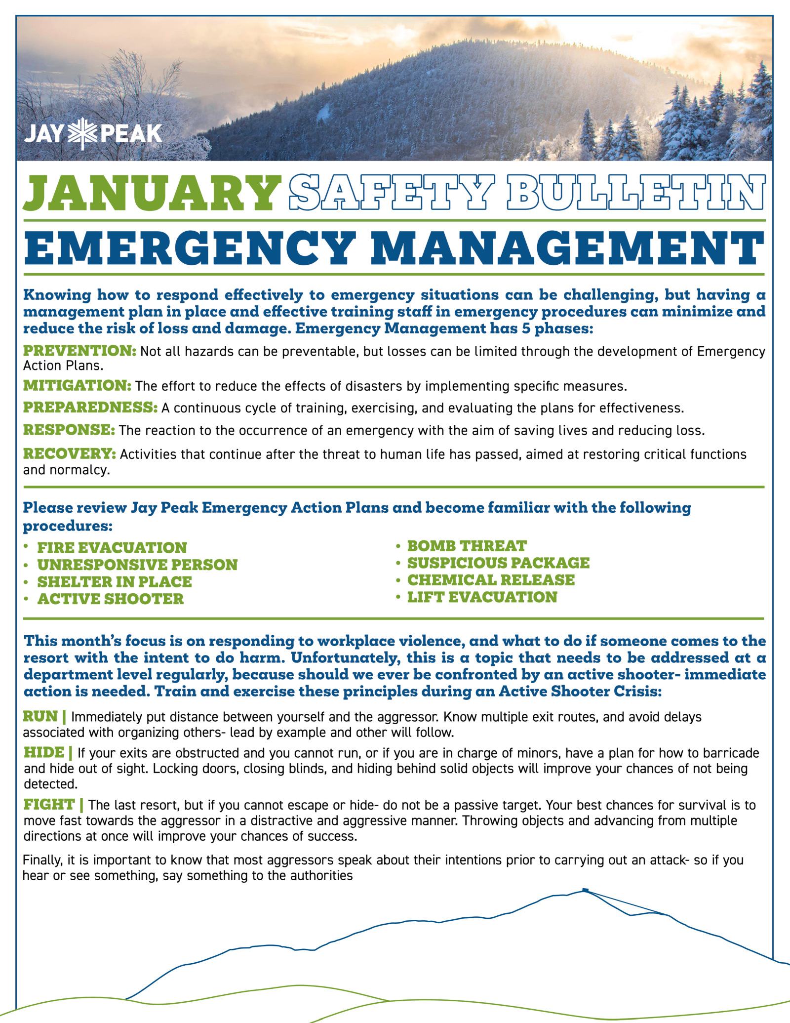 Employee Safety Jay Peak Resort   January 2024 Safety Bulletin 